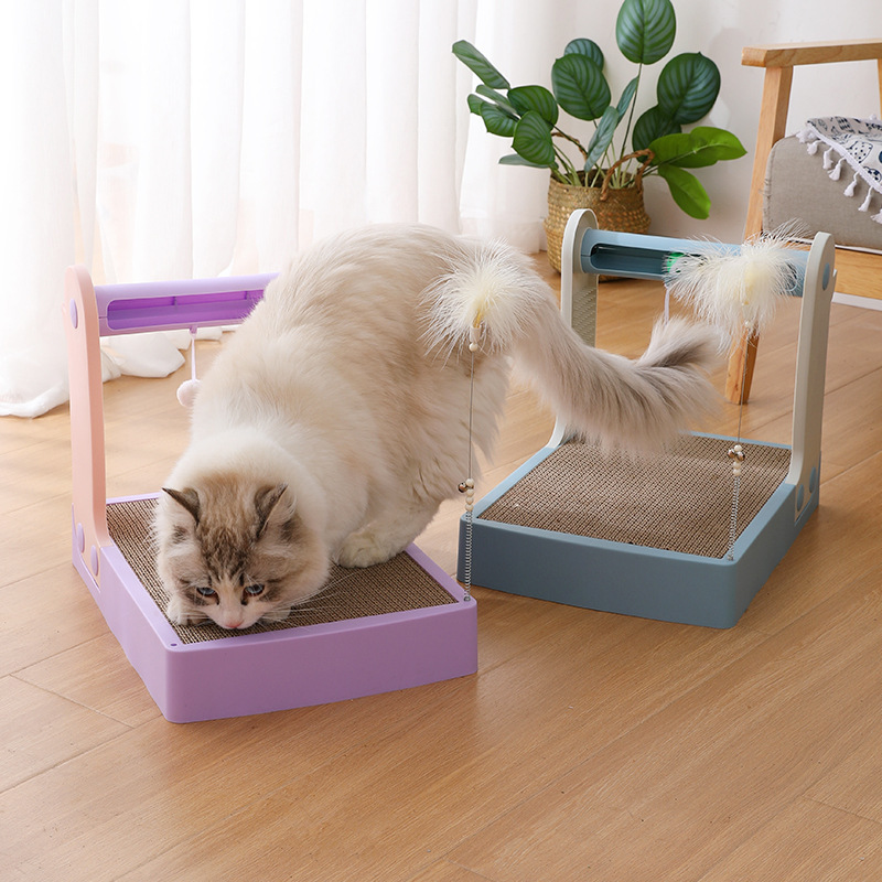 新款猫抓板轨道带球逗猫棒四合一猫咪玩具解闷自嗨猫爬架宠物用品详情图4