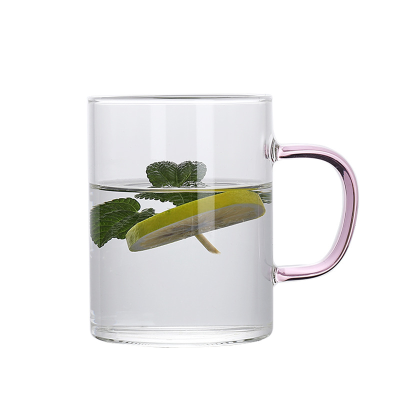 透明高硼硅单层把手杯家用耐热玻璃杯泡茶杯多色把手杯可定制logo详情图5