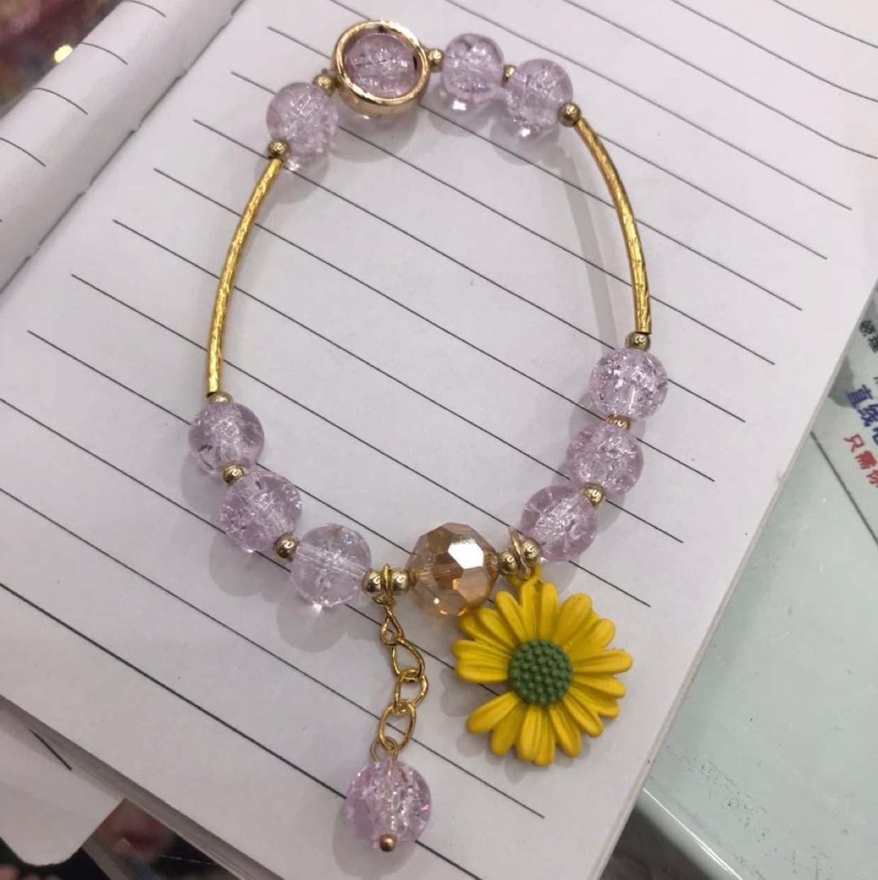 小雏菊手链管子水晶紫韩版潮流时尚简约爆花金水晶手串。鸿涛饰品-013详情图2