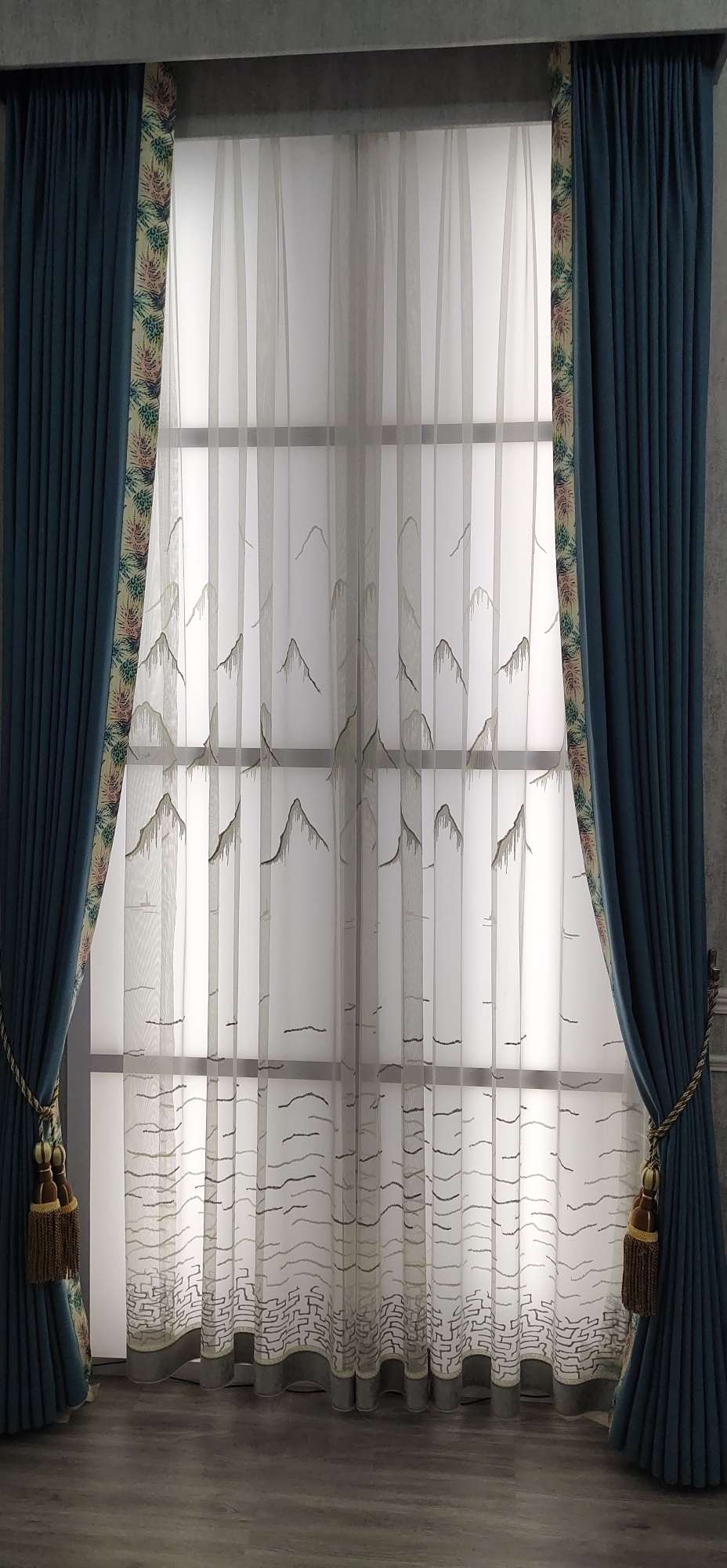 新款厂家直销可零售批发棉麻素色 拼接客厅卧室宿舍时尚潮流窗帘详情图1