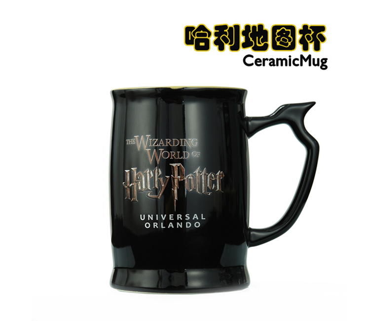 魔法地图黑杯 地图图案马克杯 创意礼物地图陶瓷杯咖啡杯创意杯日用百货详情图2