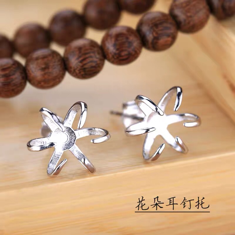 钻石耳钉托925纯银耳针配件镶钳水钻女111详情图1