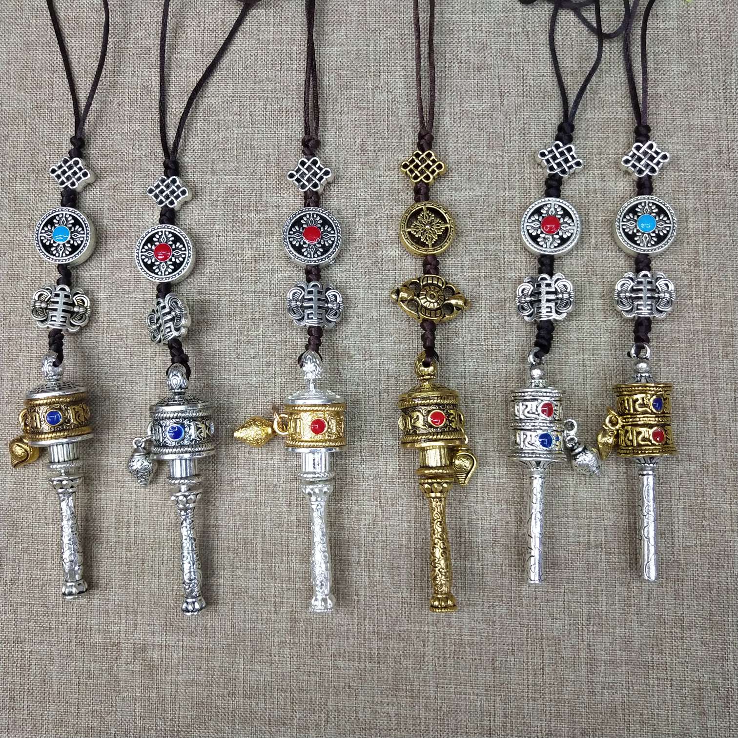 合金仿藏银转经轮包挂钥匙扣平安螺详情图1