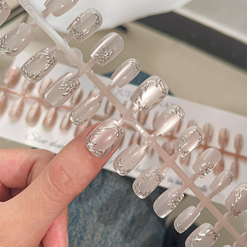 新品手工穿戴甲鎏金猫眼甲片高级感百搭显白可拆卸美甲diy指甲片详情图4