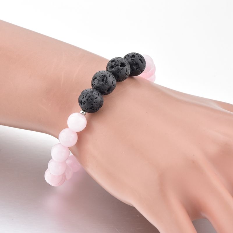 热销新手链产品，个性时尚粉色珠子火山石串珠手链详情图2