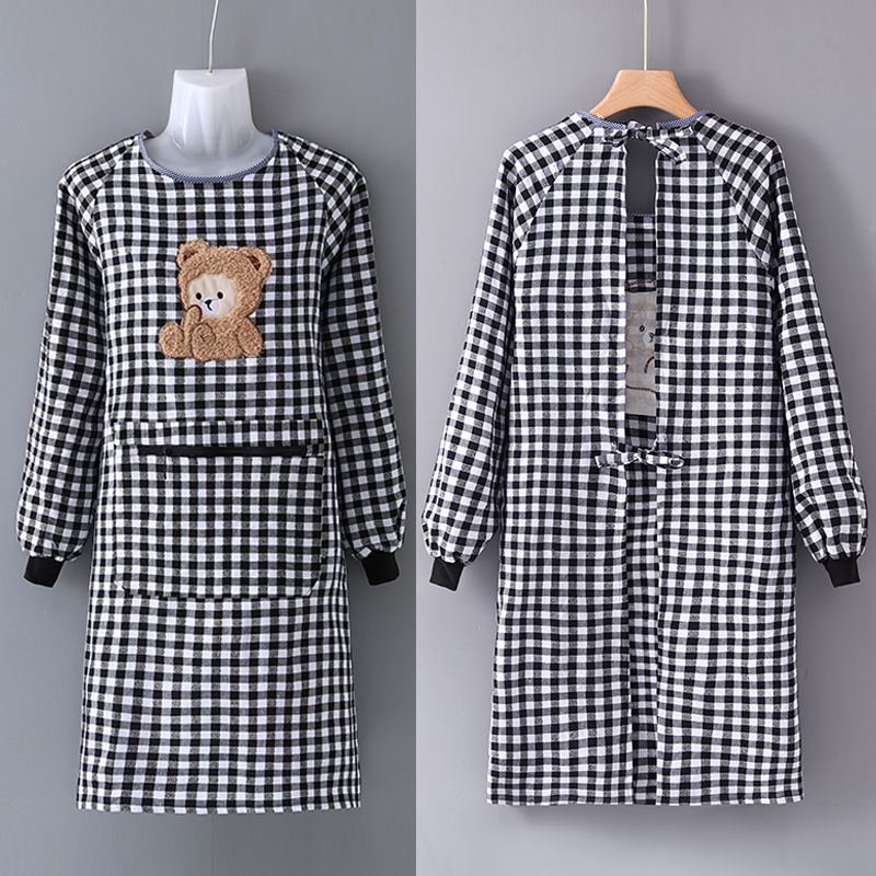 时尚新款纯棉长袖罩衣女厨房做饭大人上班韩版可爱围裙男士工作服详情图2