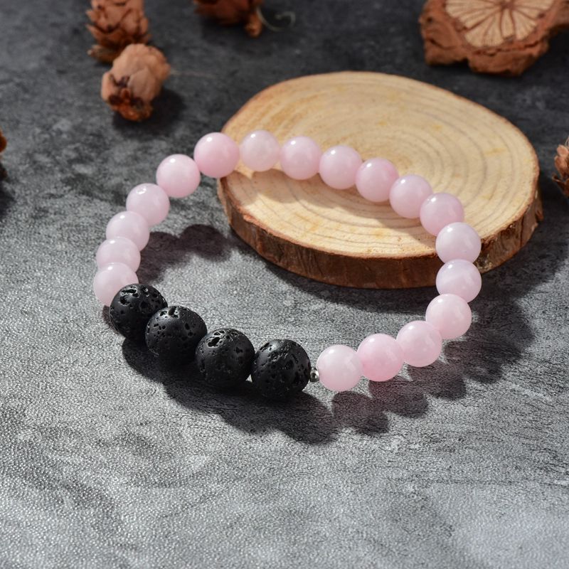 热销新手链产品，个性时尚粉色珠子火山石串珠手链详情图4