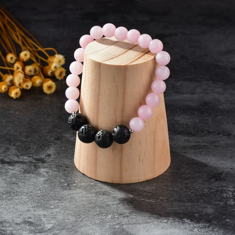 热销新手链产品，个性时尚粉色珠子火山石串珠手链详情图3