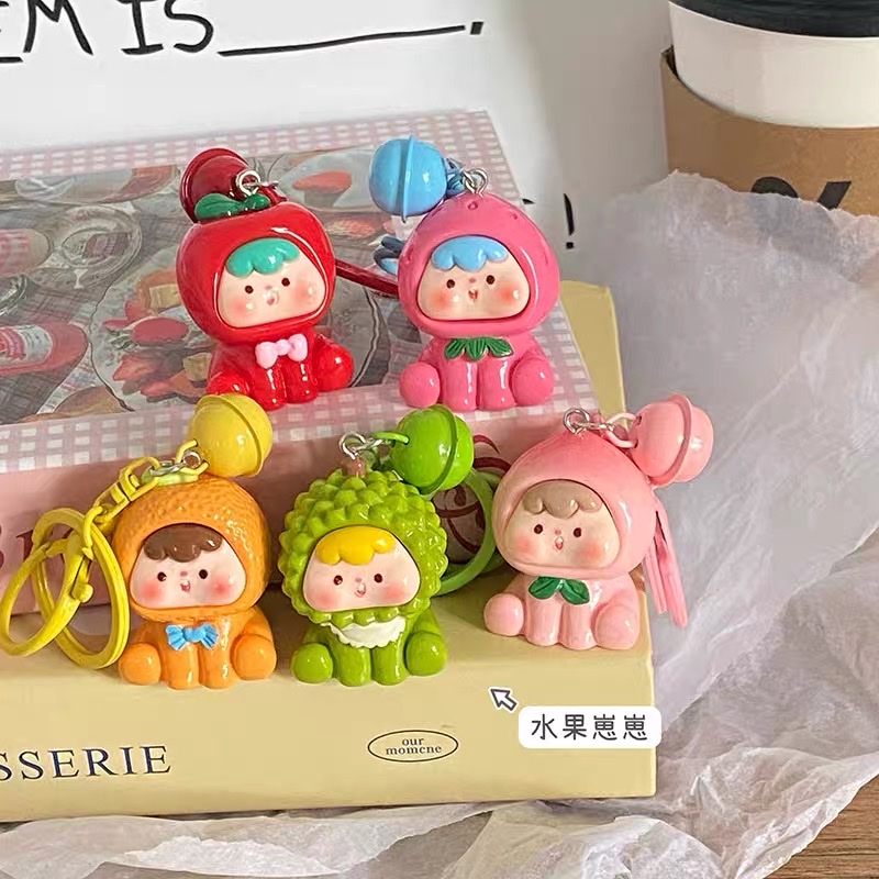 新款立体水果崽崽铃铛钥匙扣少女心学生配饰闺蜜礼物挂件情侣挂饰挂件详情图1