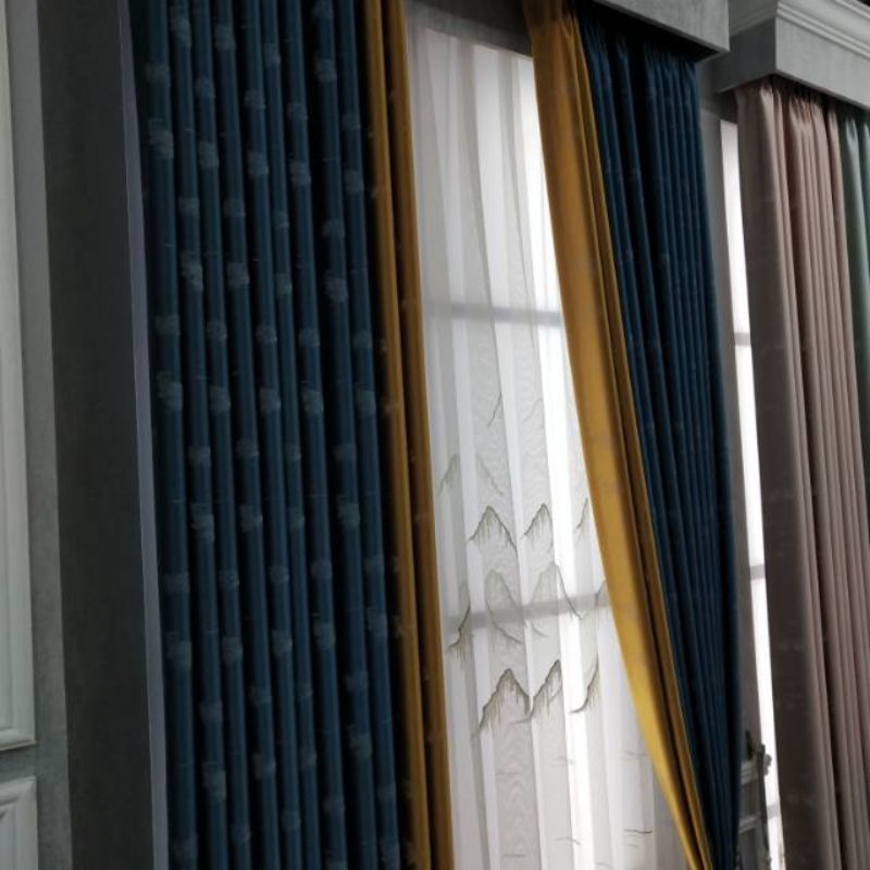 新款厂家直销可零售批发棉麻素色拼接客厅卧室宿舍时尚潮流  窗帘详情图1