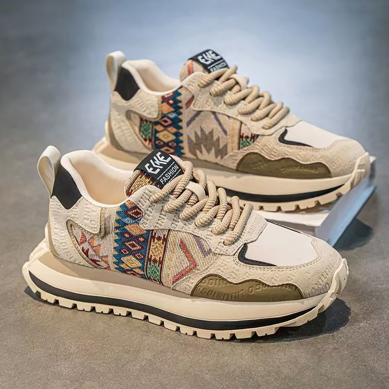 春夏男鞋新款板鞋国潮爆款厚底学生休闲刺绣潮鞋阿甘鞋详情图2