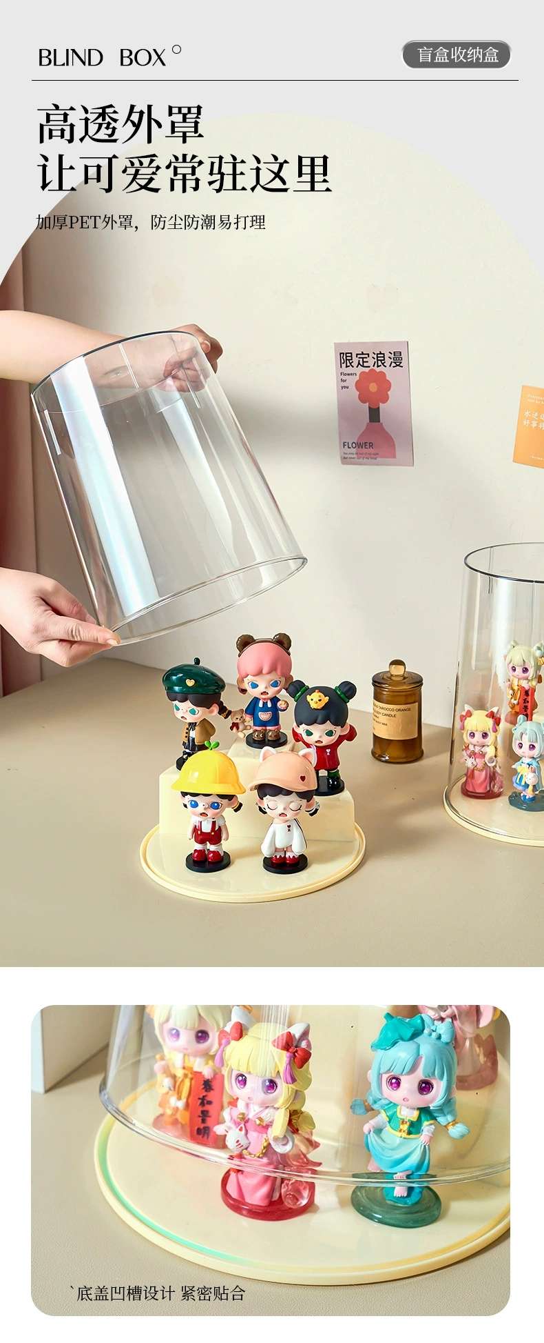 y125-8039盲盒收纳展示架展示盒公仔玩偶小摆件亚克力透明防尘柜详情图6