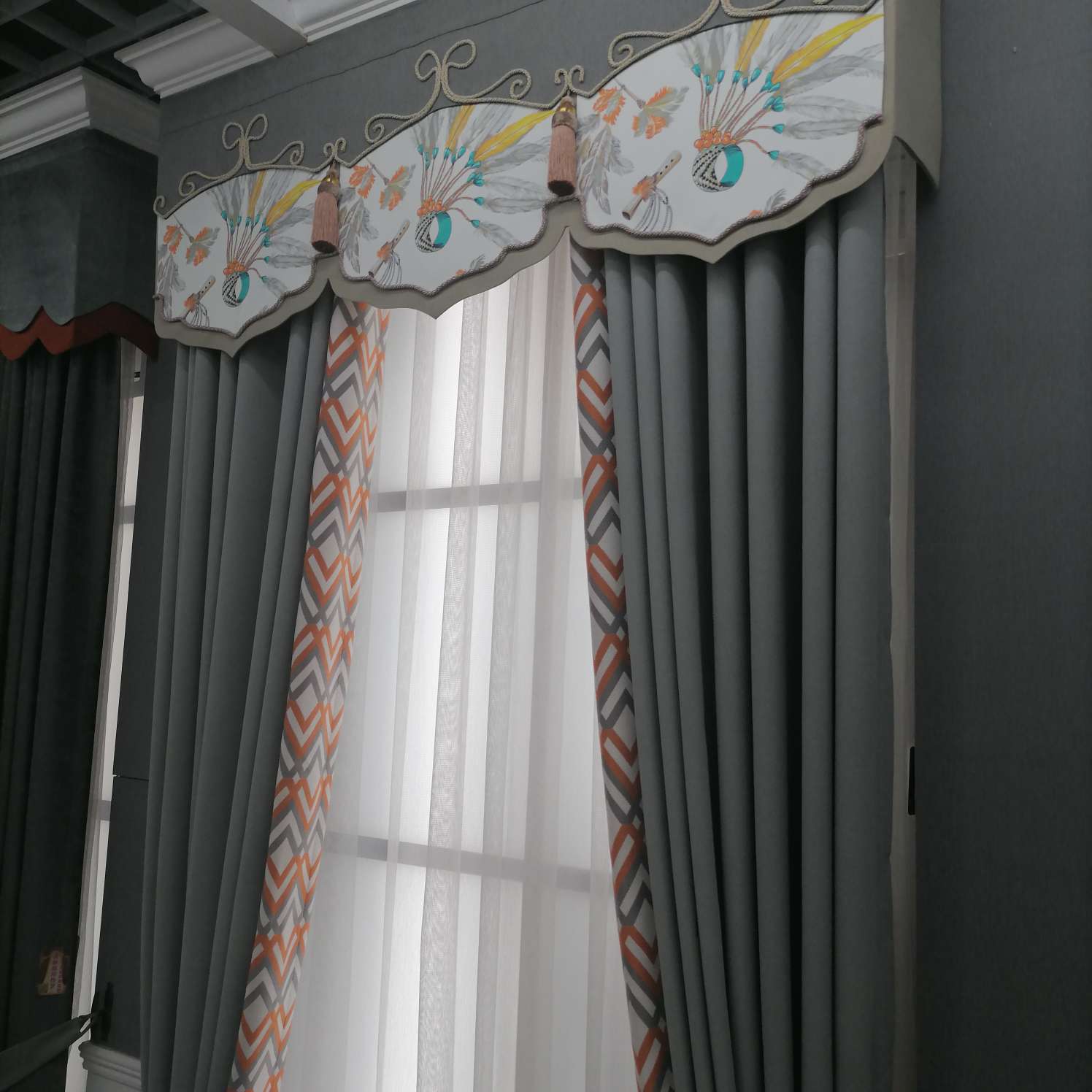 麻料窗帘布灰色详情图1