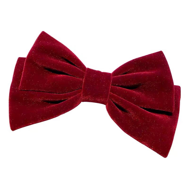 韩式红飘带丝绒大鸭夹女韩版潮流时尚日系百搭仙气女孩可爱软妹少女详情图2