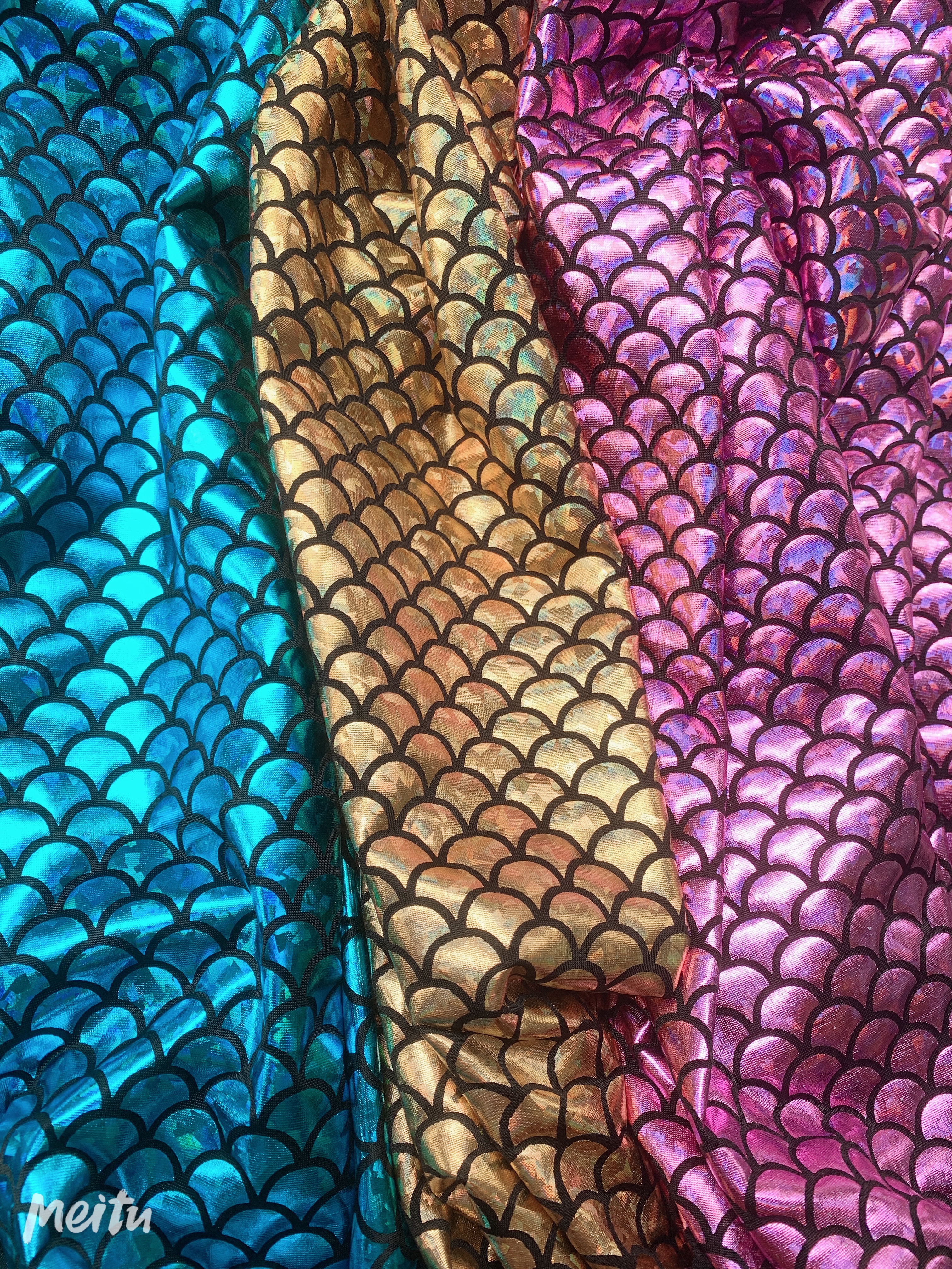 氨纶弹力烫金鱼鳞布料美人鱼服饰面料diy舞台服装布料详情图4
