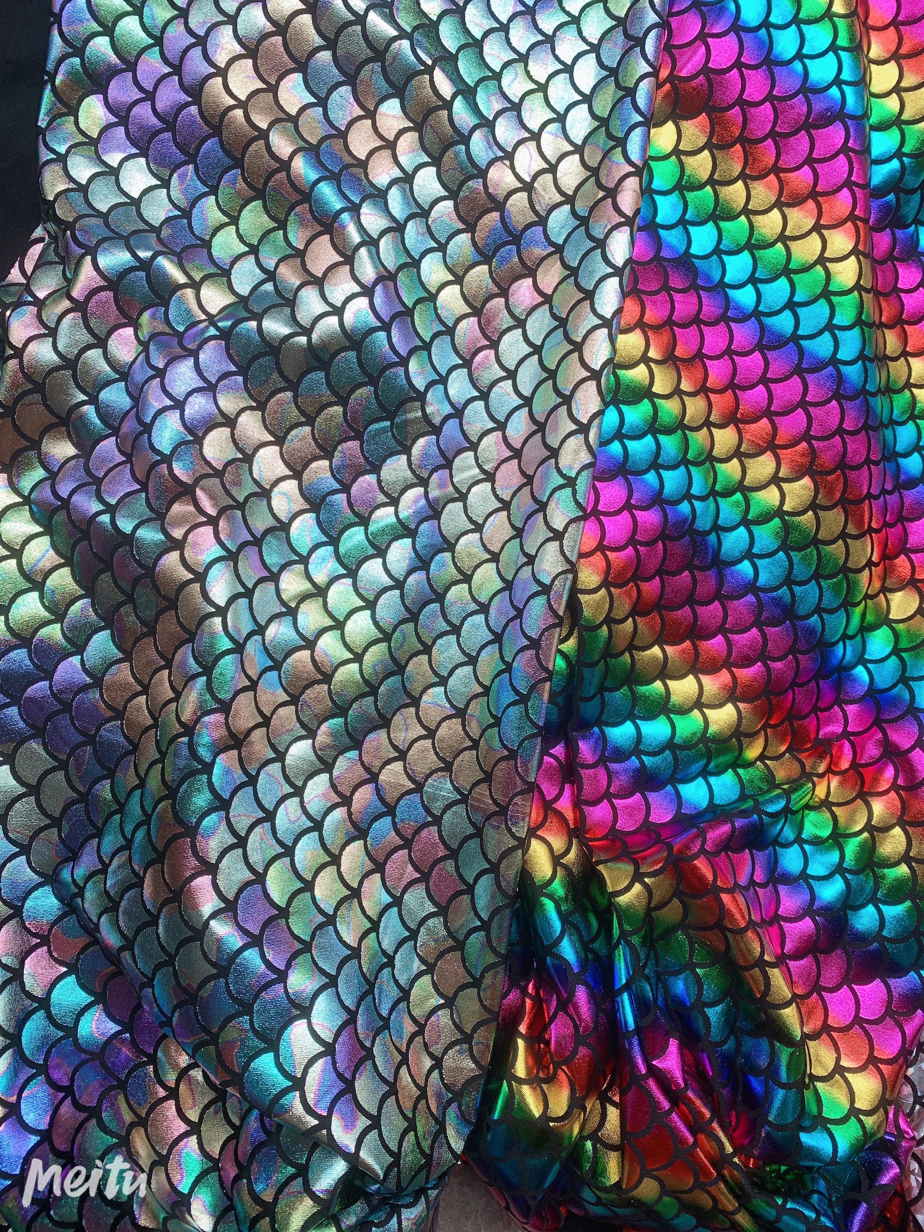 氨纶弹力烫金鱼鳞布料美人鱼服饰面料diy舞台服装布料详情图2