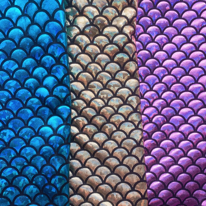 氨纶弹力烫金鱼鳞布料美人鱼服饰面料diy舞台服装布料详情图1