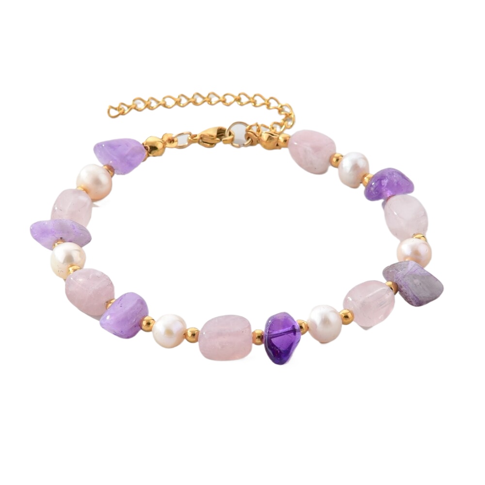 1件不规则天然石女士手串，波西米亚风优雅紫晶女士手链，龙虾扣可调节大小，适合日常逛街聚会佩戴，送闺蜜和朋友的贴心礼物详情图5