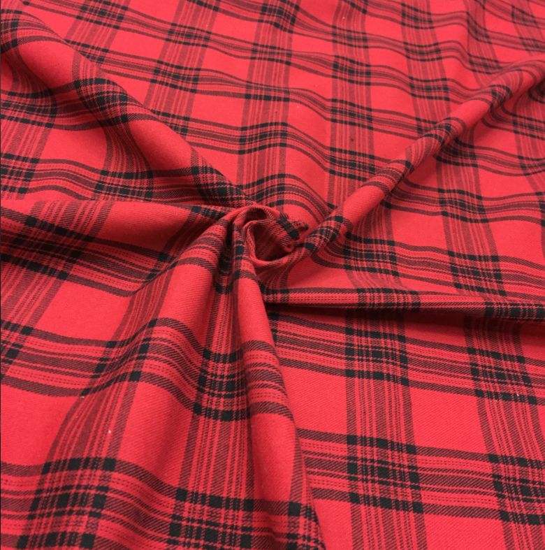 苏格兰英伦学院风服装衬衫格子布料红黄拼色裤子磨毛斜纹diy面料详情2