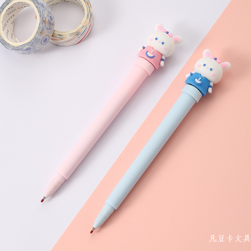 凡豆卡文具创意小兔子解压转转中性笔顺滑好写厂家批发创意文具巨能写中性笔详情图2