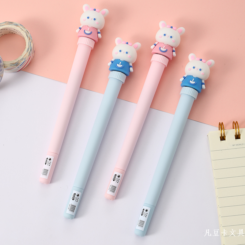 凡豆卡文具创意小兔子解压转转中性笔顺滑好写厂家批发创意文具巨能写中性笔详情图1