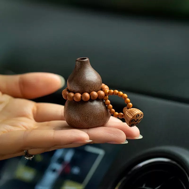 木车载胡桃木汽车香薰香水扩香精油出风口葫芦车内摆件檀香扩香器详情图1