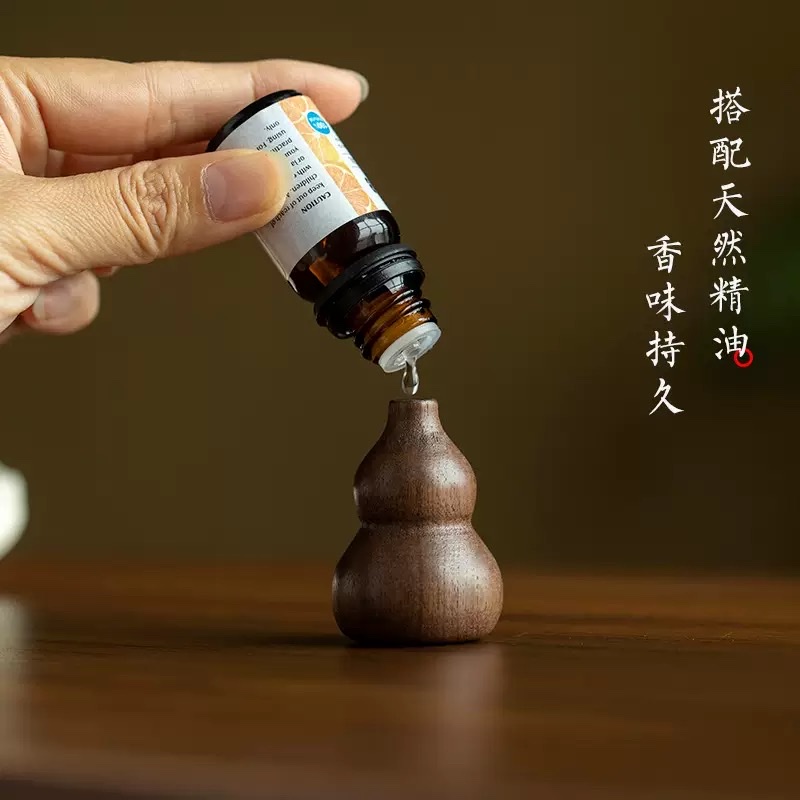 木车载胡桃木汽车香薰香水扩香精油出风口葫芦车内摆件檀香扩香器详情图2