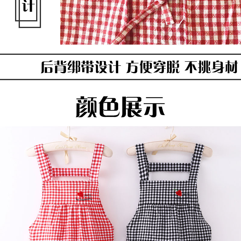 韩版背带式围裙厨房家用可爱双肩围腰柔软耐磨洋气上班防污工作服详情8