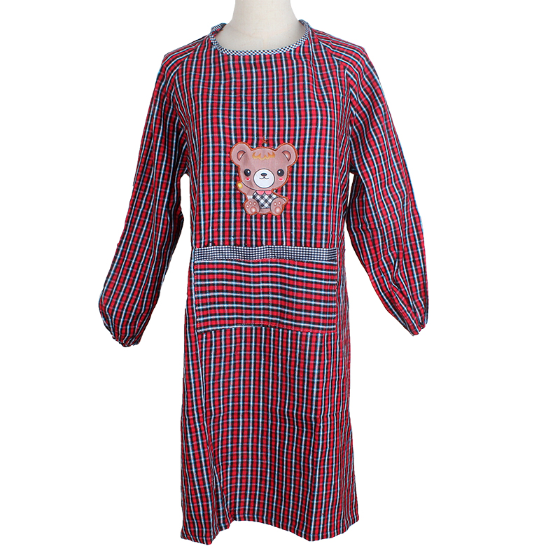 纯棉围裙长袖罩衣厨房成人时尚粗布防水防油可爱厚韩版大人工作服详情图5