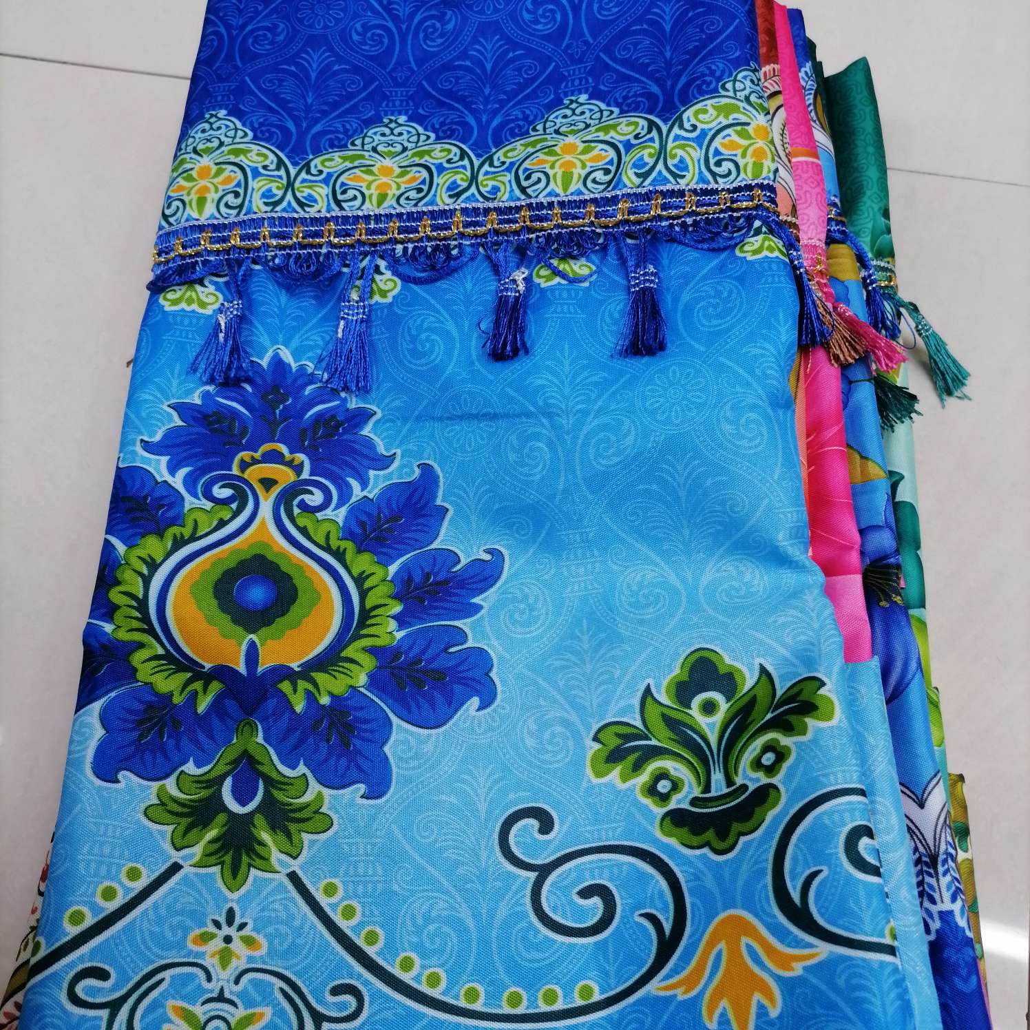 印花窗帘布深蓝详情图1