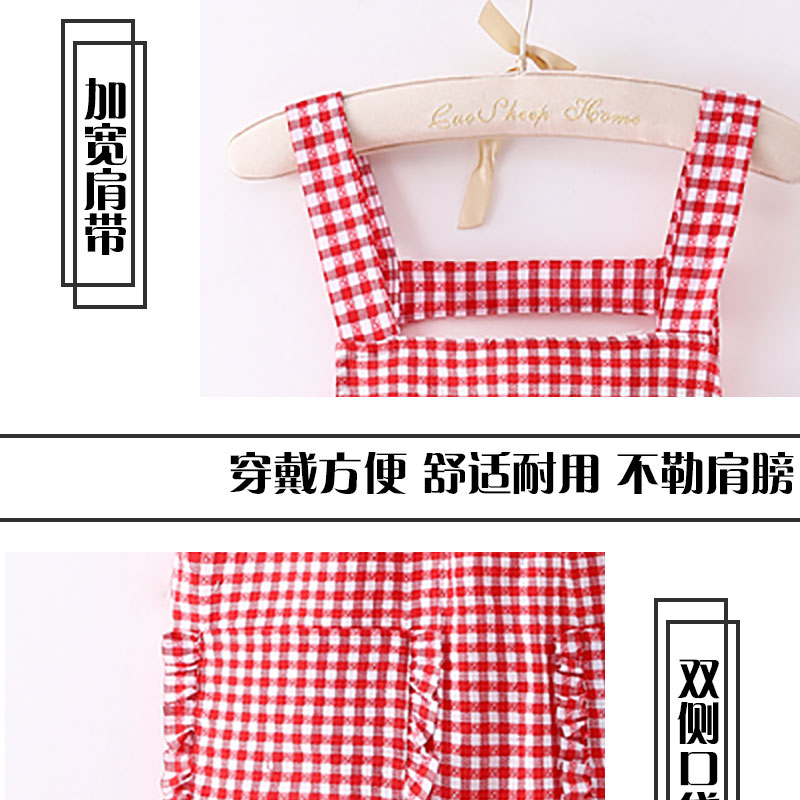 韩版背带式围裙厨房家用可爱双肩围腰柔软耐磨洋气上班防污工作服详情5