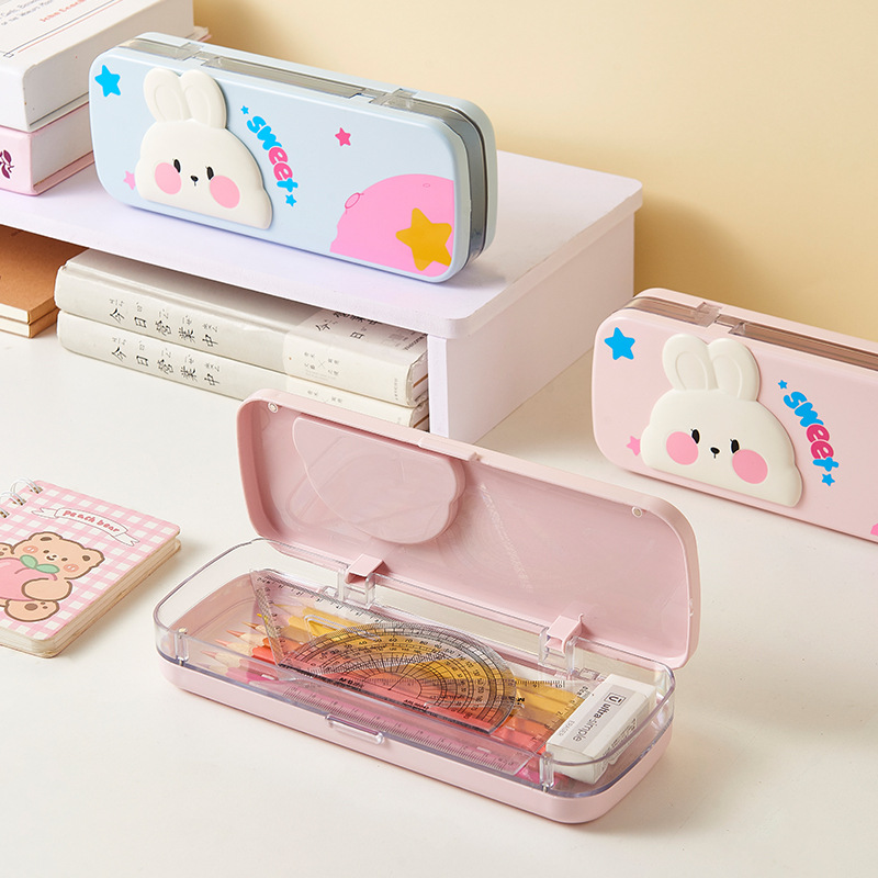 s81-302开学季双层笔盒大容量简约笔袋学生可爱文具盒奖品礼物详情图1