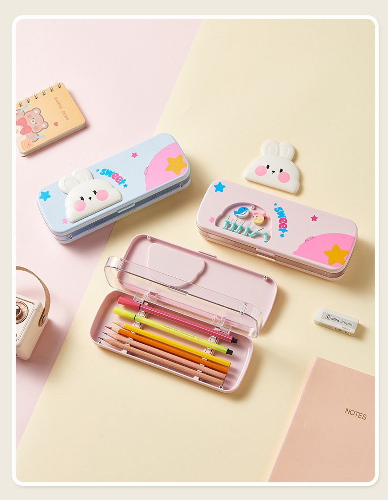 s81-302开学季双层笔盒大容量简约笔袋学生可爱文具盒奖品礼物详情图7