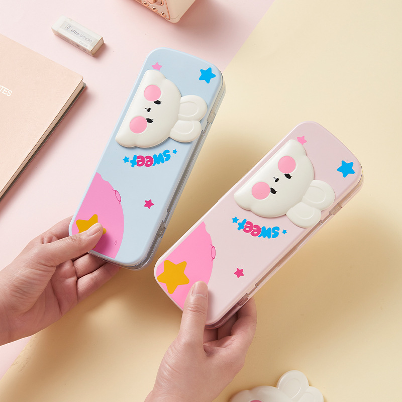 s81-302开学季双层笔盒大容量简约笔袋学生可爱文具盒奖品礼物详情图2