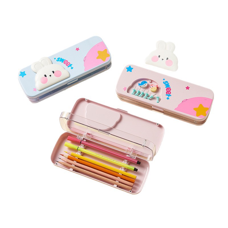 s81-302开学季双层笔盒大容量简约笔袋学生可爱文具盒奖品礼物详情图4