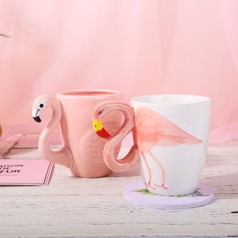 少女系火烈鸟陶瓷杯咖啡杯游戏陶瓷杯 游戏机马克子 创意造型骨瓷杯详情图3