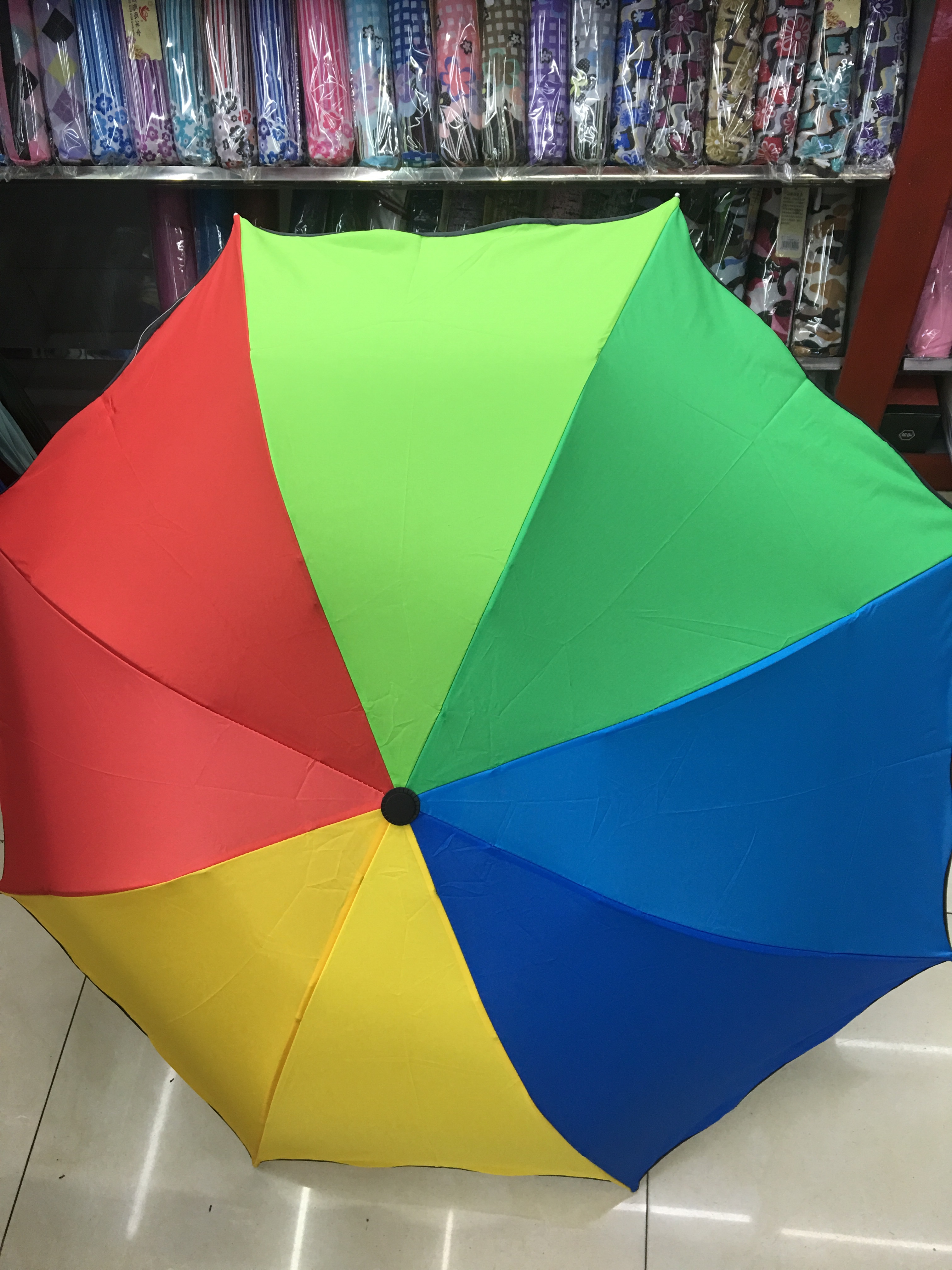 55公分荷叶边碰起彩虹三折伞详情图3