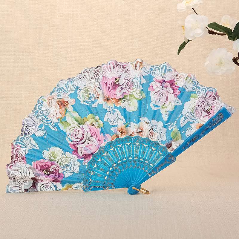 风来棠工艺扇彩杆玫瑰中国风女士折扇舞蹈扇旅游景点扇旗袍扇摆件工艺7561-28详情图5