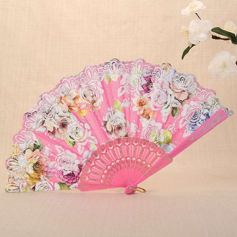 风来棠工艺扇彩杆玫瑰中国风女士折扇舞蹈扇旅游景点扇旗袍扇摆件工艺7561-28详情图3