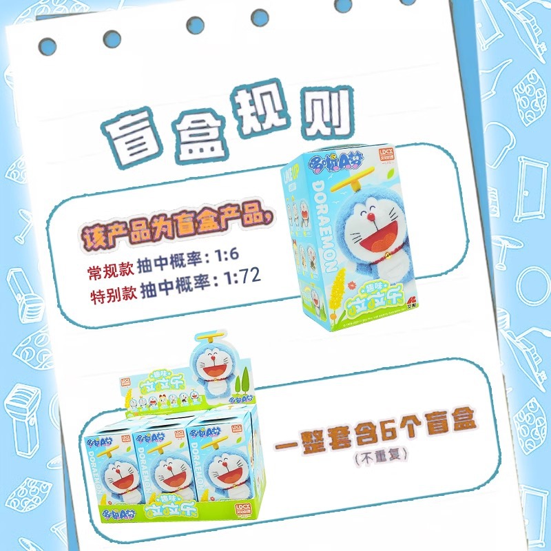 哆啦a梦趣味拉拉乐系列盲盒毛绒摆件手办公仔花语祝福情人节礼物详情图2
