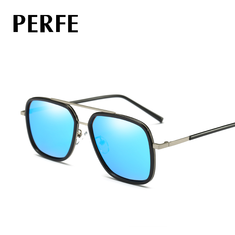 pe116 新款男士偏光开车太阳镜 时尚炫彩偏光眼镜 方形双梁眼镜详情图4