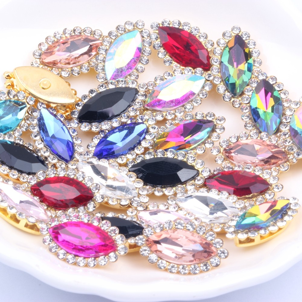 新款玻璃双层7*15马眼点钻爪钻手缝饰品配件diy服饰辅料发饰配件详情图4