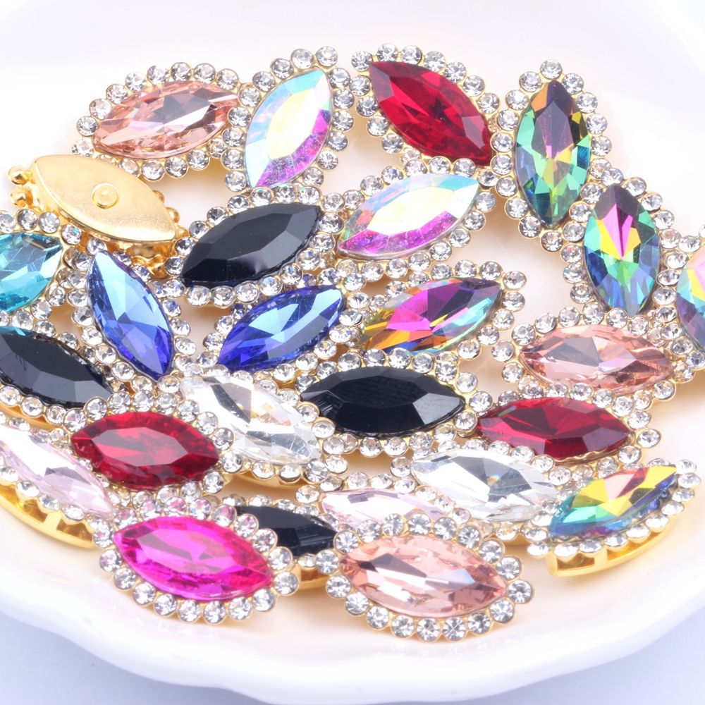 新款玻璃双层7*15马眼点钻爪钻手缝饰品配件diy服饰辅料发饰配件详情图3