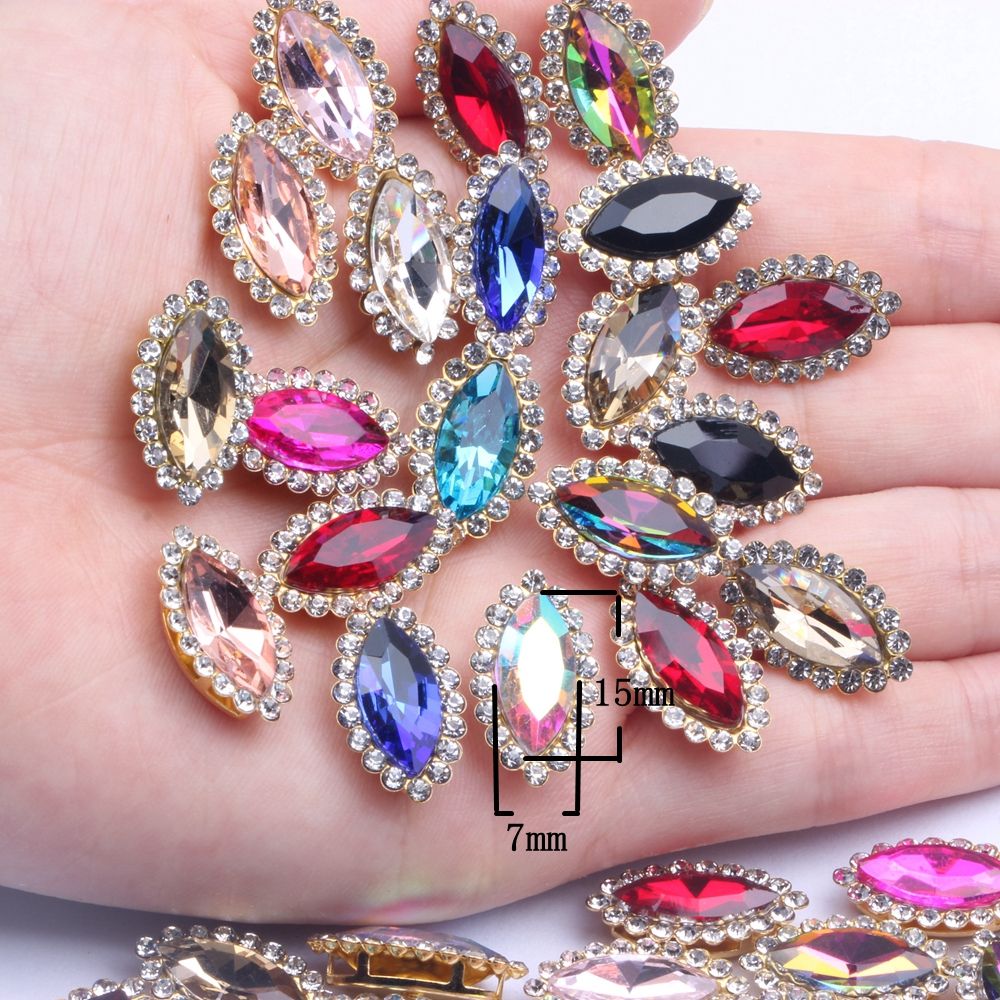 新款玻璃双层7*15马眼点钻爪钻手缝饰品配件diy服饰辅料发饰配件详情图1