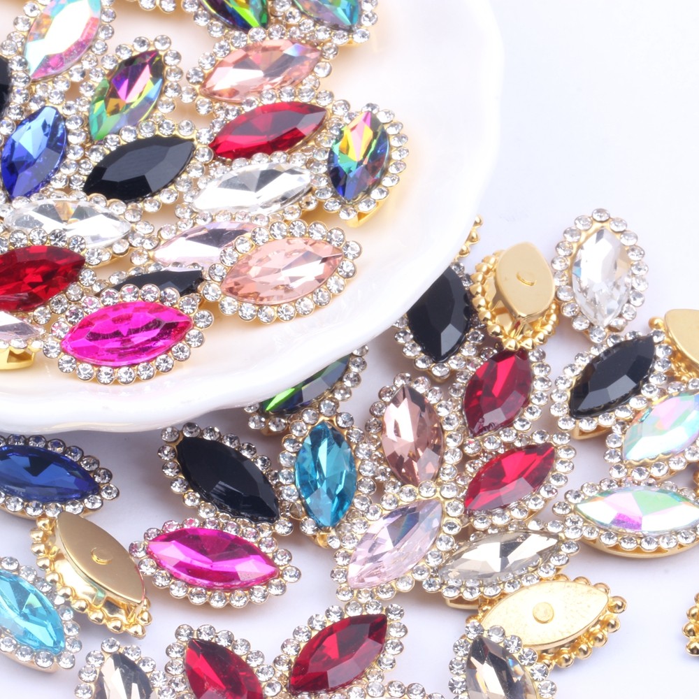 新款玻璃双层7*15马眼点钻爪钻手缝饰品配件diy服饰辅料发饰配件详情图2