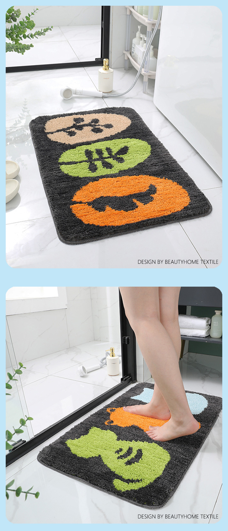 ibh简约卡通可爱小猫新款毛绒卫生间卧室吸水浴室卫浴客厅速干暖脚防滑垫进门家用入户卧室脚垫地垫地毯bh22081708详情7