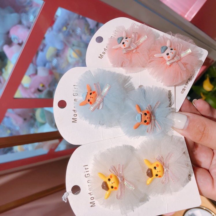 摩登女孩 可爱韩国纱料皮卡丘皮筋1 单款混色批发20对起批详情图1