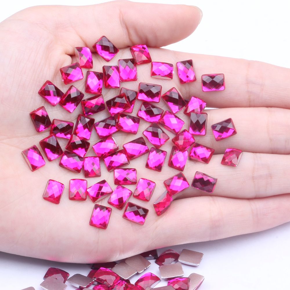 6x8mm50颗仿台平底地球面长方多色可供选择diy手机美容配件材料详情图8