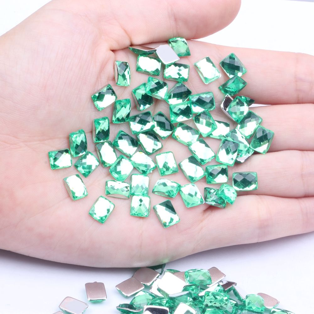 6x8mm50颗仿台平底地球面长方多色可供选择diy手机美容配件材料详情图11