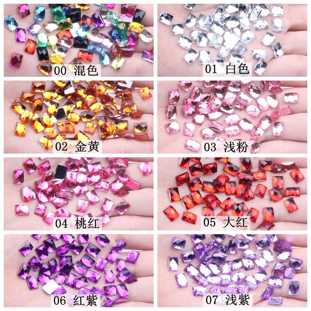 6x8mm50颗仿台平底地球面长方多色可供选择diy手机美容配件材料详情图1